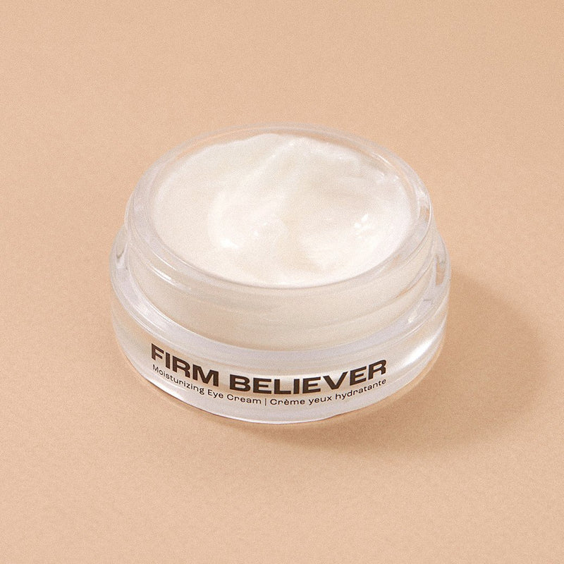 open under eye moisturizing cream with visible lotion from plant apothecary firm believer