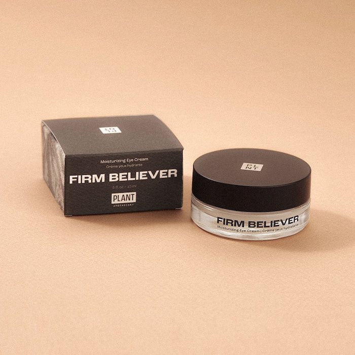 plant apothecary firm believer moisturizing eye cream box and jar with black lid