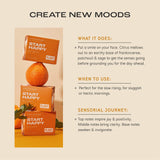 infographic of mood-supporting bar soap. start happy by plant apothecary