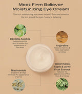 plant apothecary firm believer moisturizer under eye cream infographic which shows niacinamide and argireline